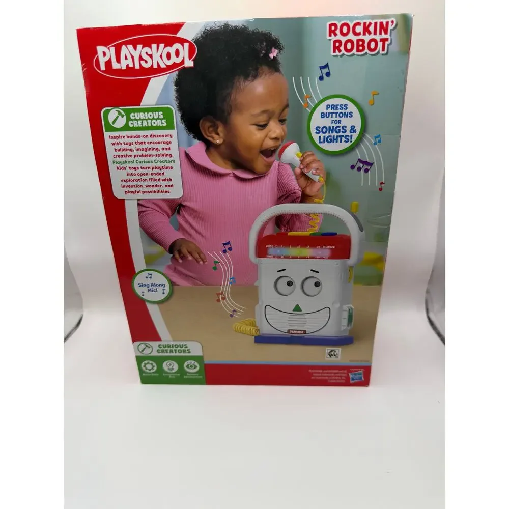 Playskool Rockin' Robot Toy Sing-Along Microphone Songs Lights Learning NEW